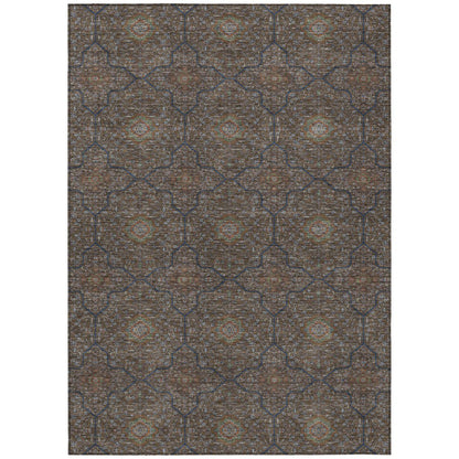 8' X 10' Chocolate Gray And Terra Cotta Oriental Washable Indoor Outdoor Area Rug HomeRoots
