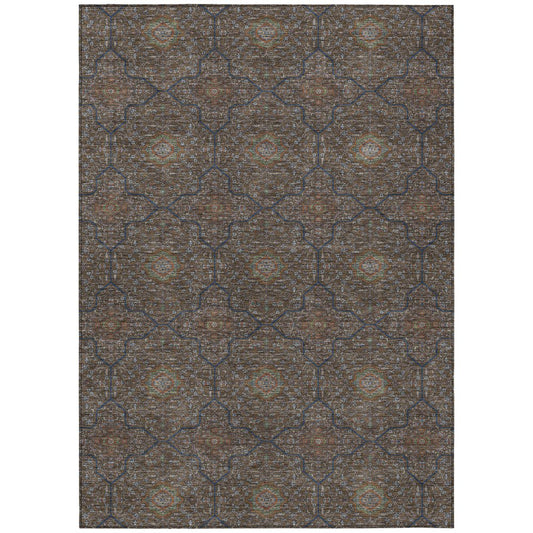 8' X 10' Chocolate Gray And Terra Cotta Oriental Washable Indoor Outdoor Area Rug HomeRoots