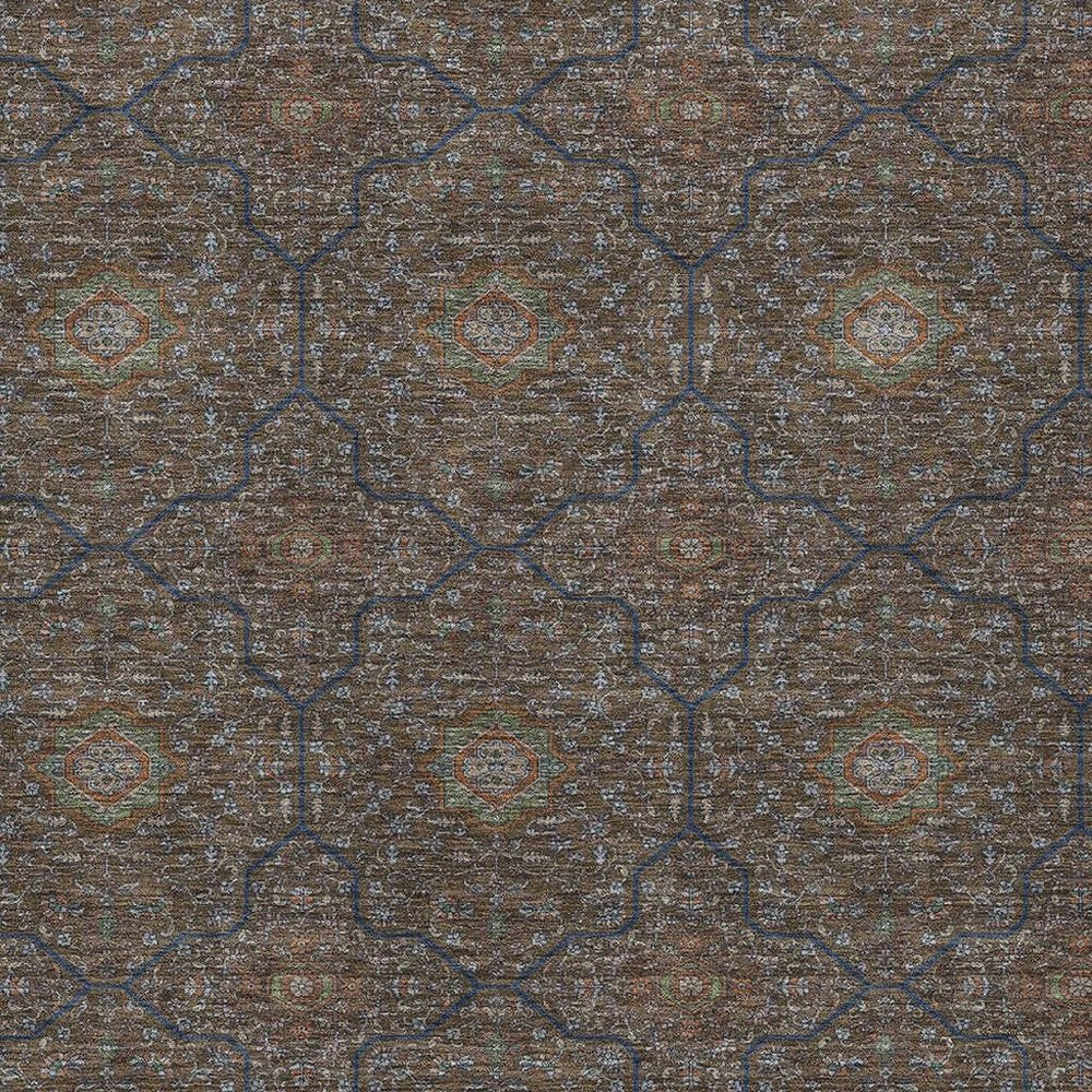 9' X 12' Chocolate Gray And Terra Cotta Oriental Washable Indoor Outdoor Area Rug HomeRoots