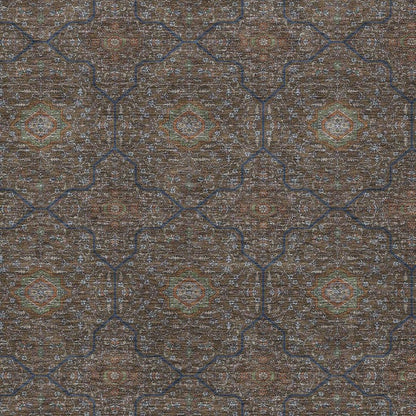 9' X 12' Chocolate Gray And Terra Cotta Oriental Washable Indoor Outdoor Area Rug HomeRoots