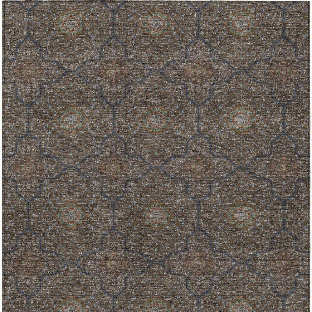 9' X 12' Chocolate Gray And Terra Cotta Oriental Washable Indoor Outdoor Area Rug HomeRoots