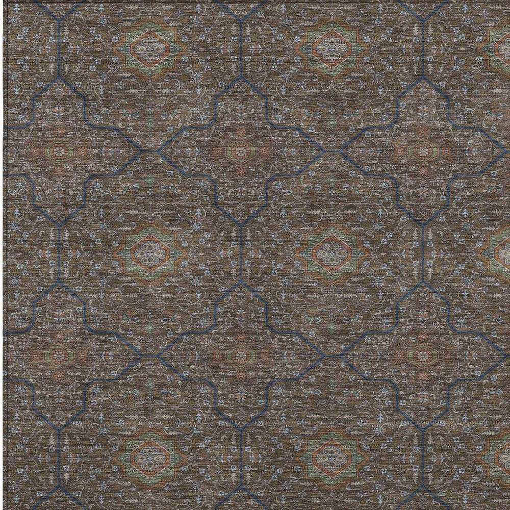 10' X 14' Chocolate Gray And Terra Cotta Oriental Washable Indoor Outdoor Area Rug HomeRoots