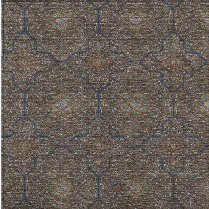 10' X 14' Chocolate Gray And Terra Cotta Oriental Washable Indoor Outdoor Area Rug HomeRoots