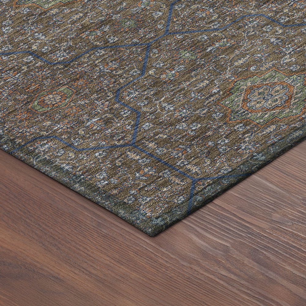 10' X 14' Chocolate Gray And Terra Cotta Oriental Washable Indoor Outdoor Area Rug HomeRoots