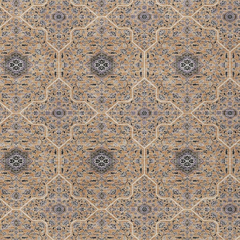 3' X 5' Copper Black And Brown Oriental Washable Indoor Outdoor Area Rug HomeRoots