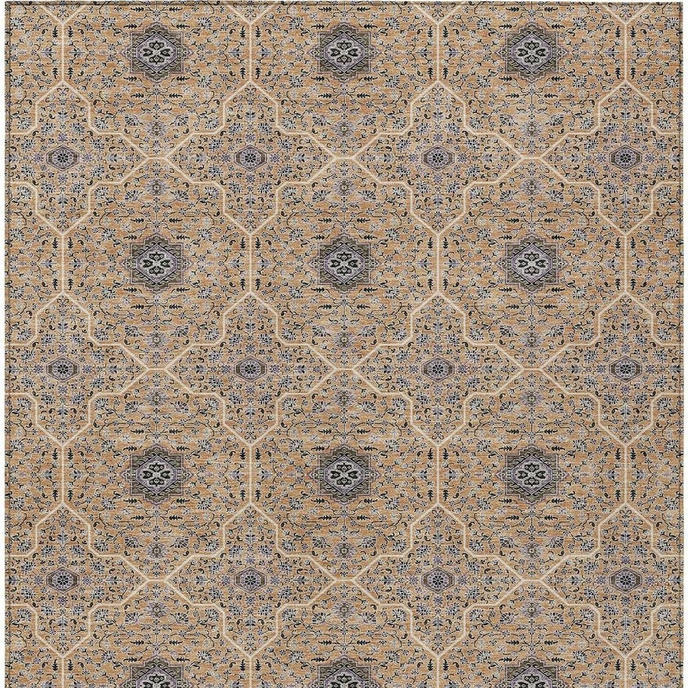 3' X 5' Copper Black And Brown Oriental Washable Indoor Outdoor Area Rug HomeRoots