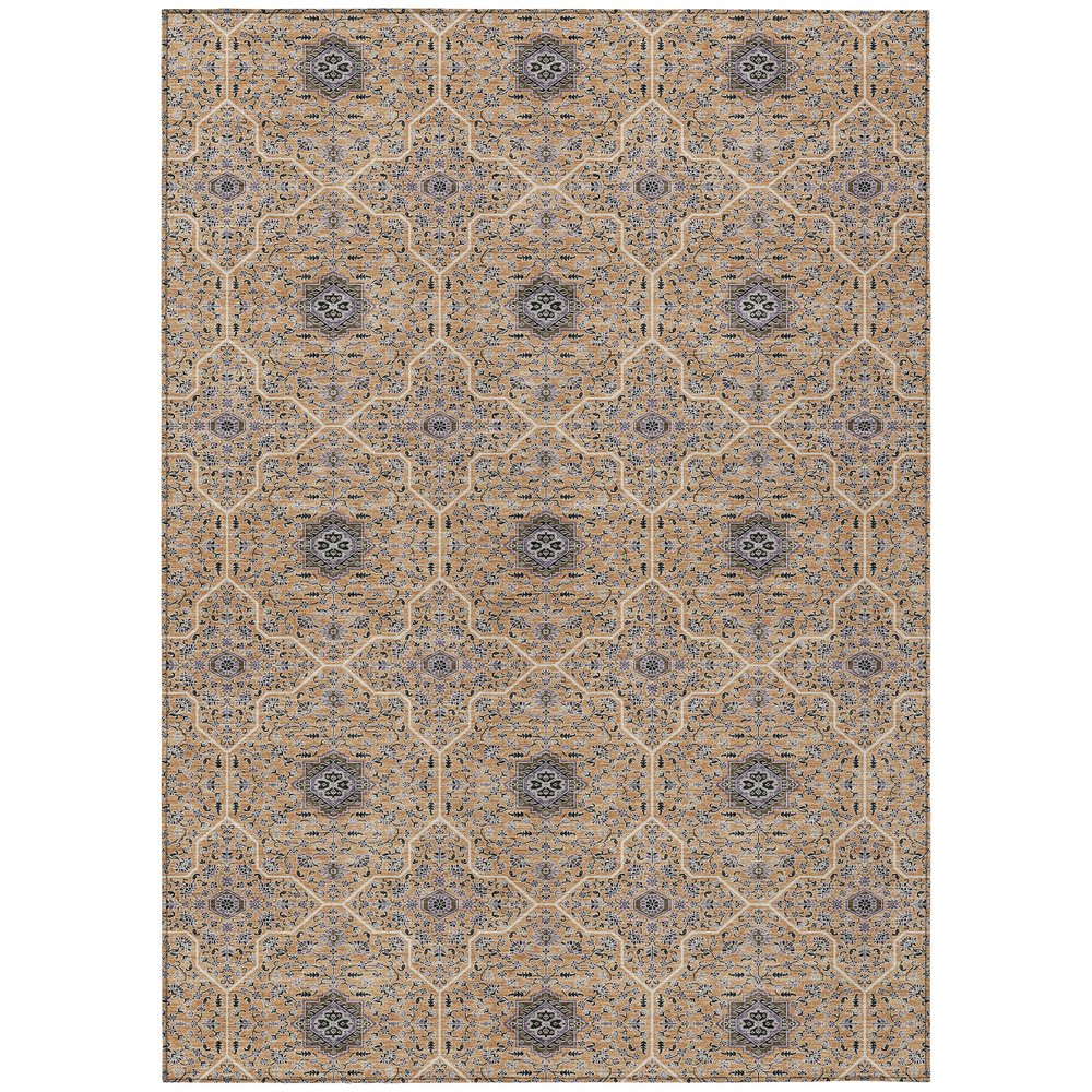 3' X 5' Copper Black And Brown Oriental Washable Indoor Outdoor Area Rug HomeRoots