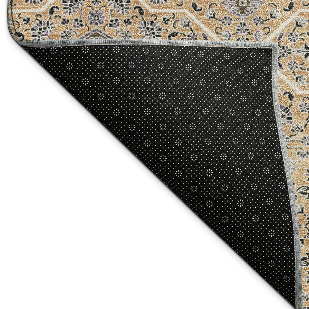 3' X 5' Copper Black And Brown Oriental Washable Indoor Outdoor Area Rug HomeRoots