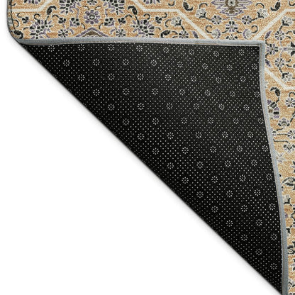 3' X 5' Copper Black And Brown Oriental Washable Indoor Outdoor Area Rug HomeRoots
