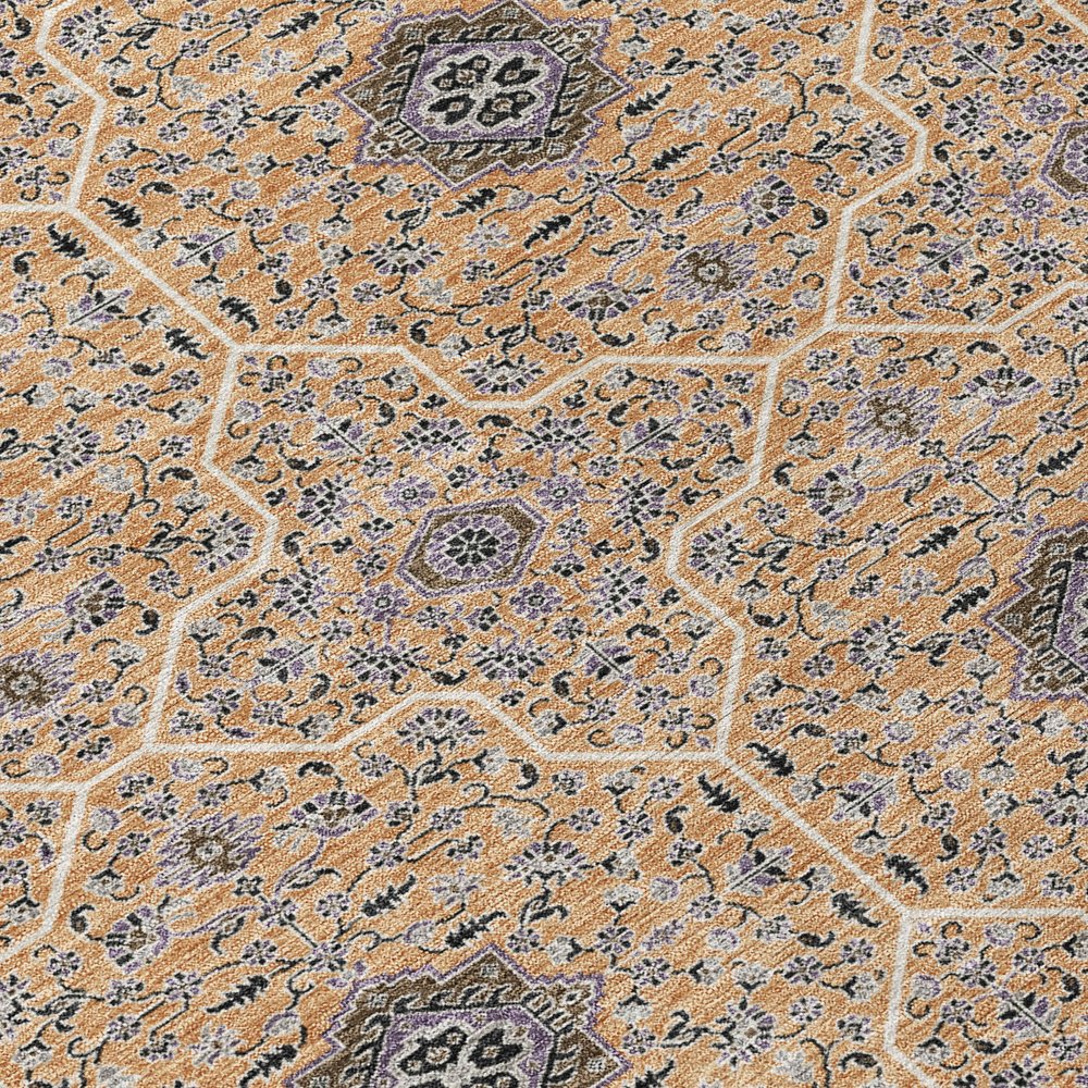 3' X 5' Copper Black And Brown Oriental Washable Indoor Outdoor Area Rug HomeRoots