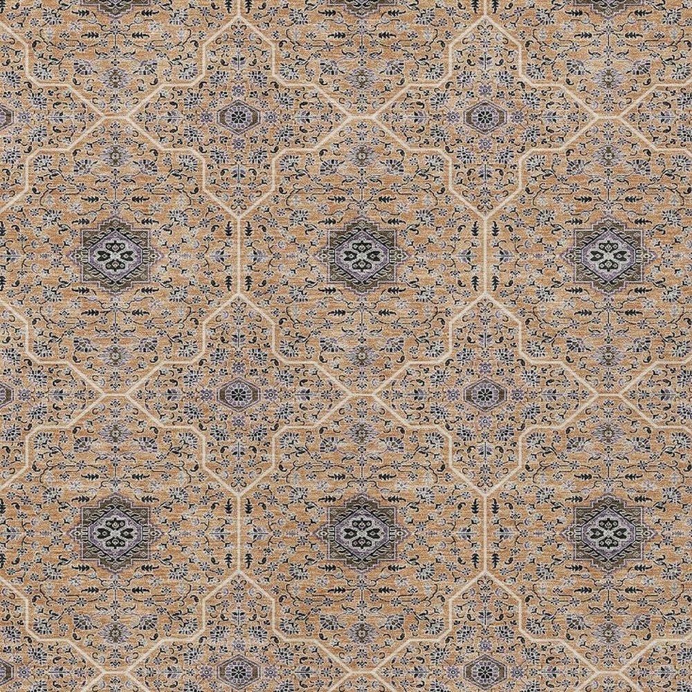 5' X 8' Copper Black And Brown Oriental Washable Indoor Outdoor Area Rug HomeRoots