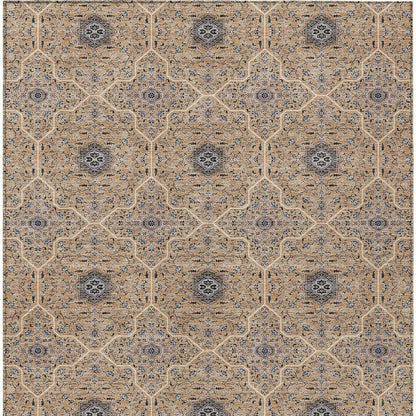5' X 8' Copper Black And Brown Oriental Washable Indoor Outdoor Area Rug HomeRoots