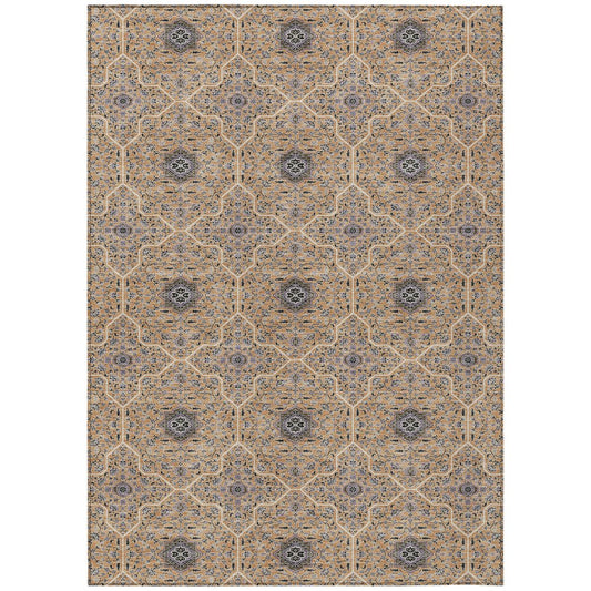 5' X 8' Copper Black And Brown Oriental Washable Indoor Outdoor Area Rug HomeRoots