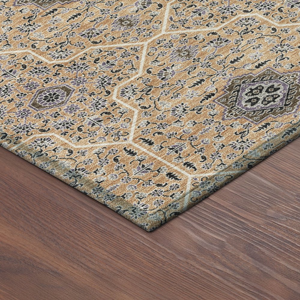 5' X 8' Copper Black And Brown Oriental Washable Indoor Outdoor Area Rug HomeRoots