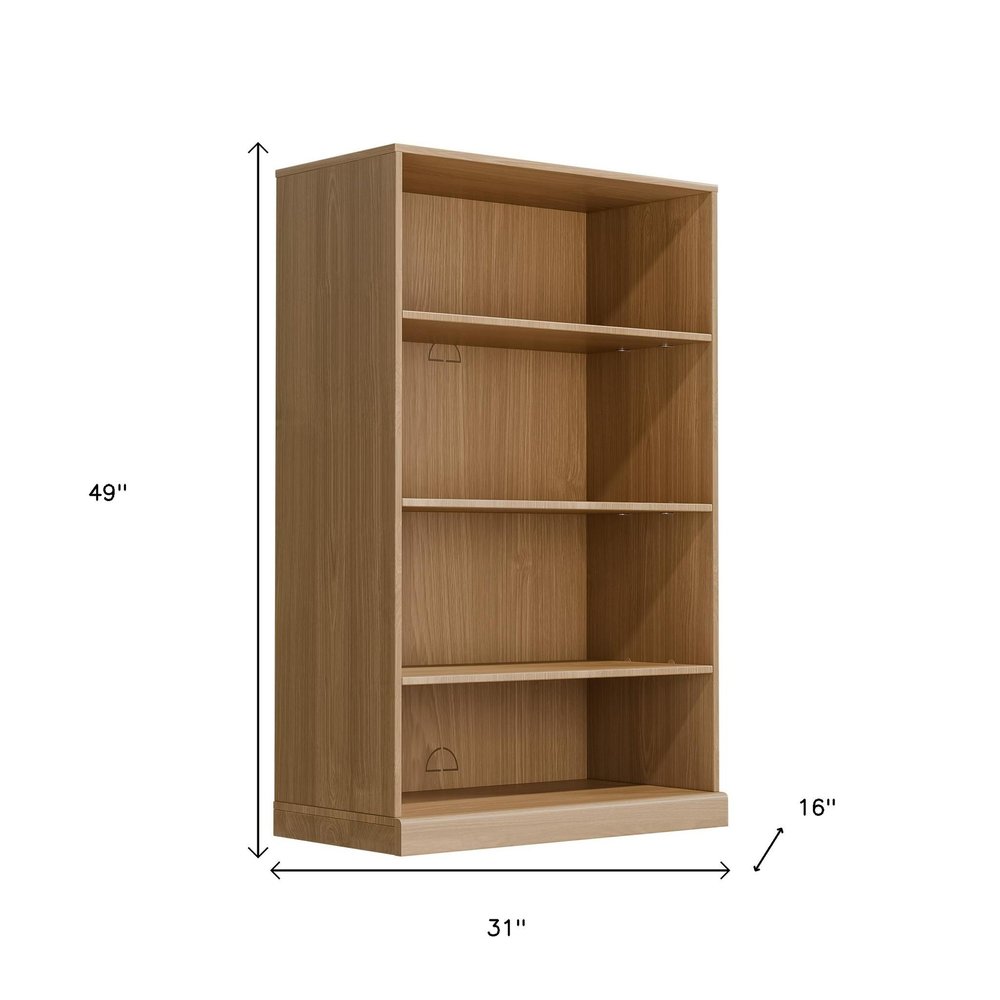 49" Brown Wood Adjustable Four Tier USB Etagere Bookcase HomeRoots