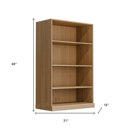 49" Brown Wood Adjustable Four Tier USB Etagere Bookcase HomeRoots