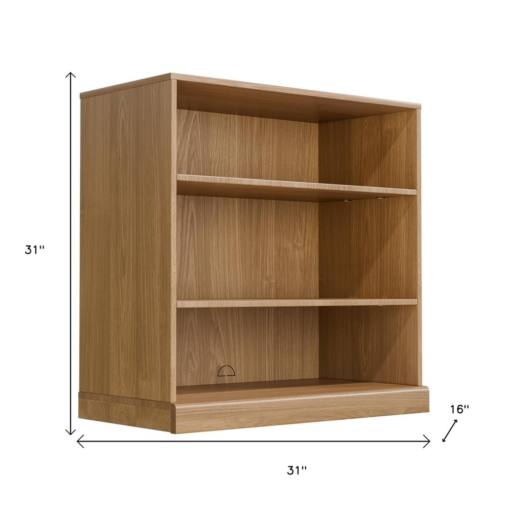 31" Brown Wood Adjustable Three Tier USB Etagere Bookcase HomeRoots