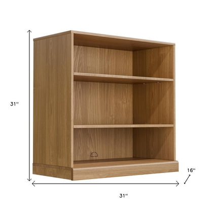 31" Brown Wood Adjustable Three Tier USB Etagere Bookcase HomeRoots