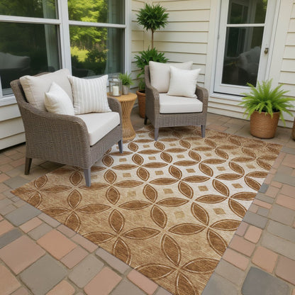 10' X 14' Rust And Beige Geometric Washable Indoor Outdoor Area Rug HomeRoots