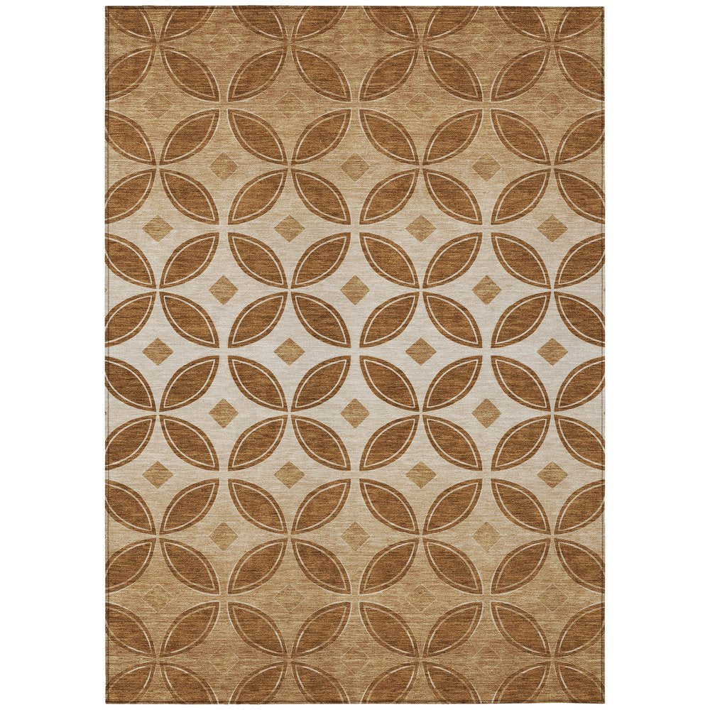 10' X 14' Rust And Beige Geometric Washable Indoor Outdoor Area Rug — view 8