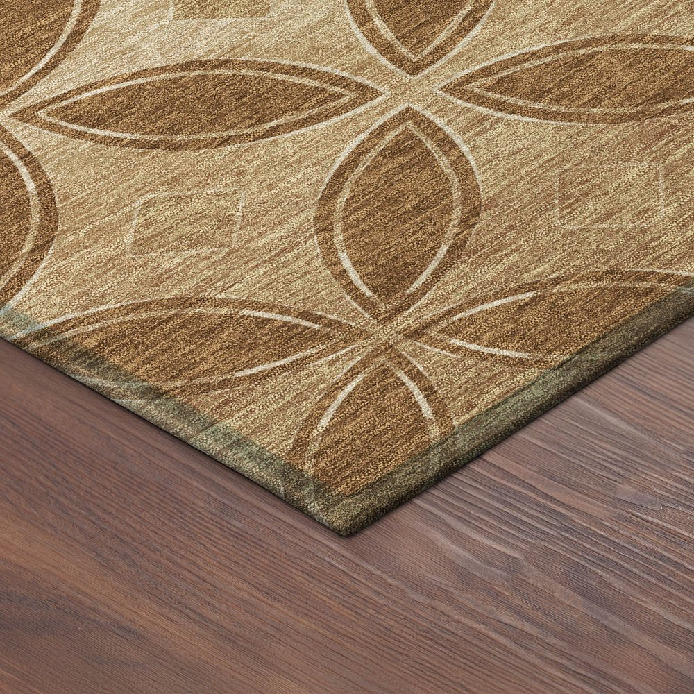10' X 14' Rust And Beige Geometric Washable Indoor Outdoor Area Rug — view 10