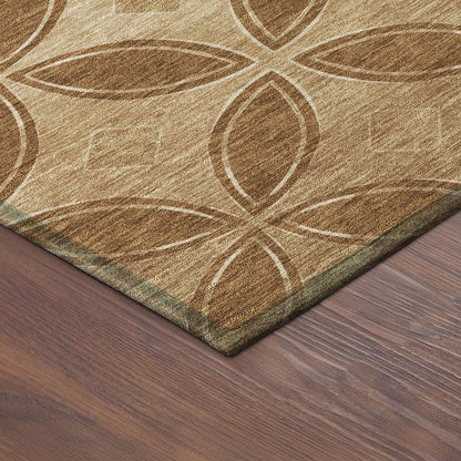 10' X 14' Rust And Beige Geometric Washable Indoor Outdoor Area Rug HomeRoots