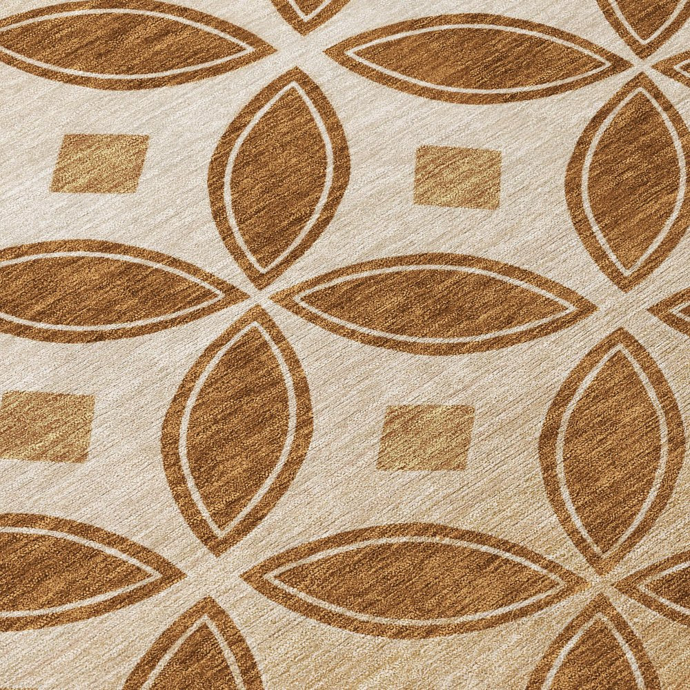 10' X 14' Rust And Beige Geometric Washable Indoor Outdoor Area Rug — view 2