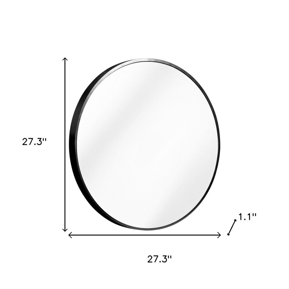 27" Black Aluminum Round Framed Accent Mirror HomeRoots