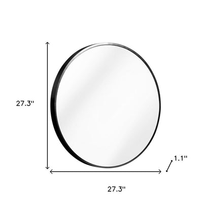 27" Black Aluminum Round Framed Accent Mirror HomeRoots