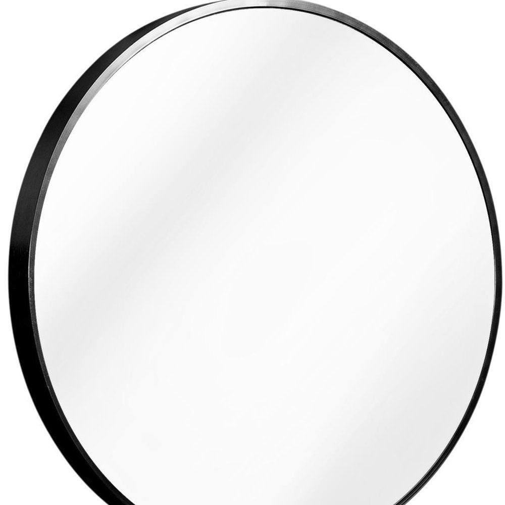 27" Black Aluminum Round Framed Accent Mirror HomeRoots