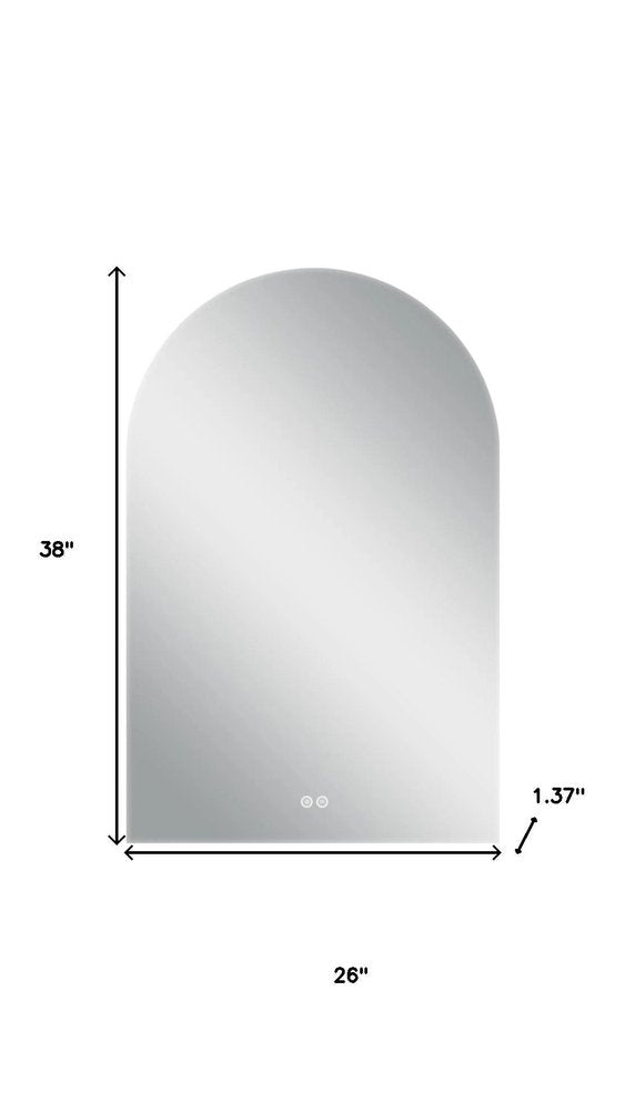 38" White Arch Lighted Frameless Bathroom Vanity Mirror HomeRoots