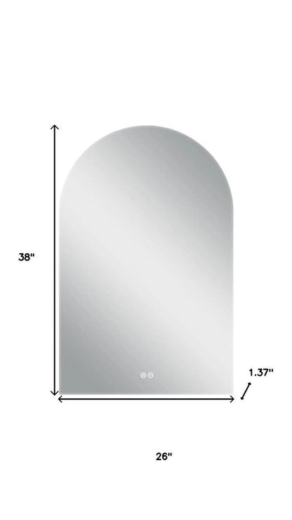 38" White Arch Lighted Frameless Bathroom Vanity Mirror HomeRoots