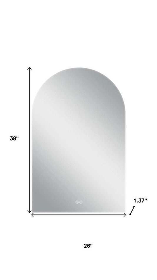 38" White Arch Lighted Frameless Bathroom Vanity Mirror HomeRoots