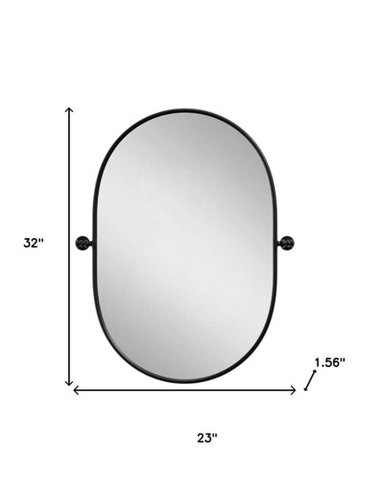 32" Black Aluminum Oval Adjustable Tilting Framed Accent Mirror HomeRoots