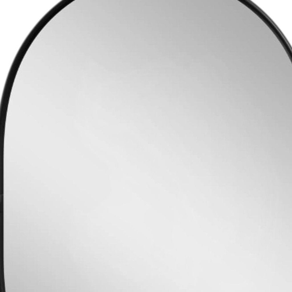 32" Black Aluminum Oval Adjustable Tilting Framed Accent Mirror HomeRoots