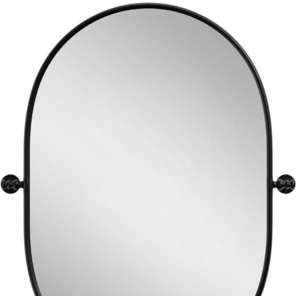 32" Black Aluminum Oval Adjustable Tilting Framed Accent Mirror HomeRoots