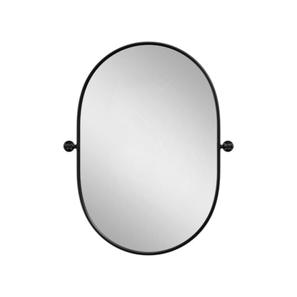32" Black Aluminum Oval Adjustable Tilting Framed Accent Mirror HomeRoots