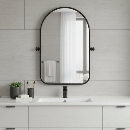 36" Black Metal Arch Framed Accent Mirror HomeRoots