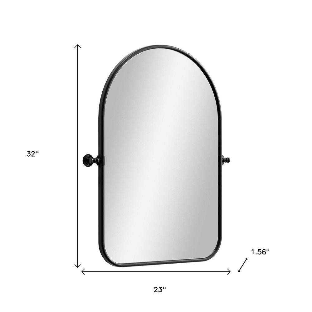 32" Black Arch Metal Swivel Framed Accent Mirror HomeRoots