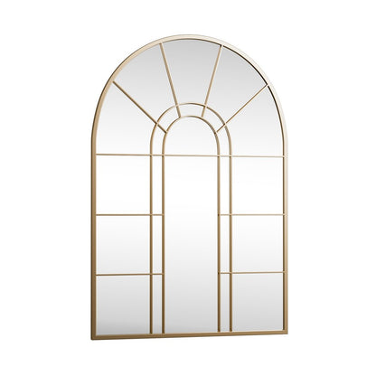 41" Gold Arch Metal Window Pane Framed Accent Mirror