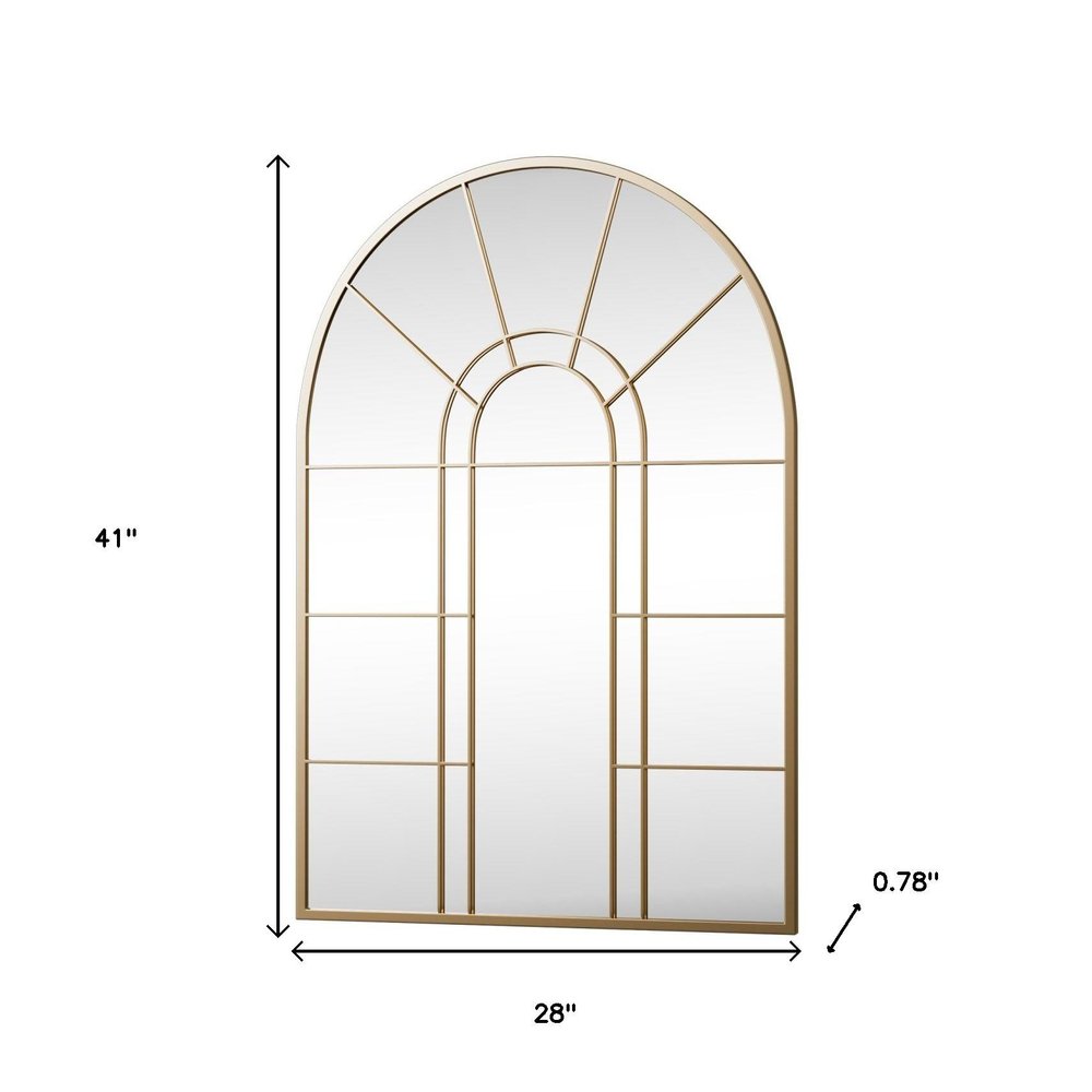 41" Gold Arch Metal Window Pane Framed Accent Mirror — view 4