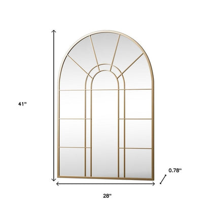 41" Gold Arch Metal Window Pane Framed Accent Mirror