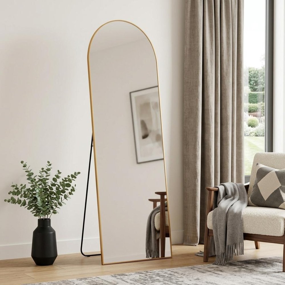69" Gold Arch Freestanding Framed Full Length Mirror HomeRoots