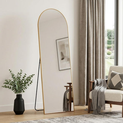 69" Gold Arch Freestanding Framed Full Length Mirror HomeRoots