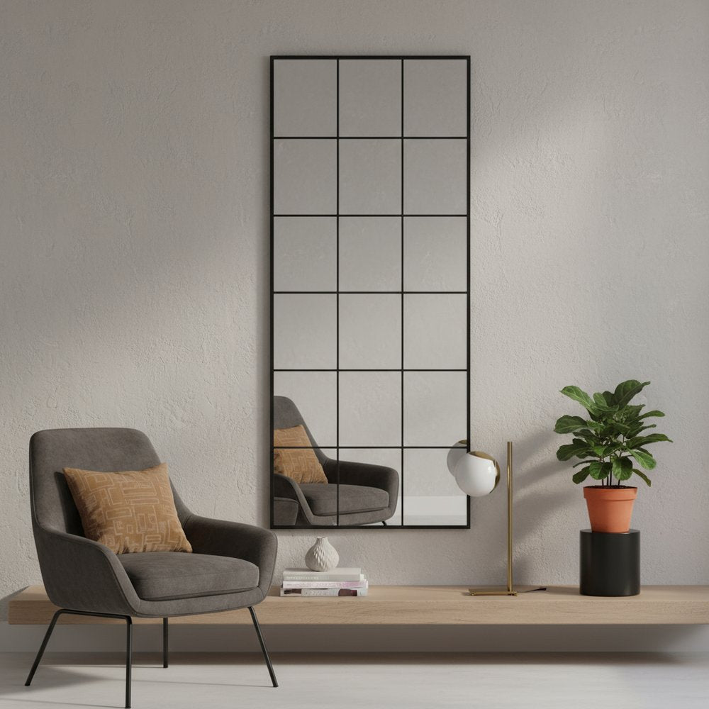 69" Black Metal Windowpane Framed Full Length Mirror HomeRoots
