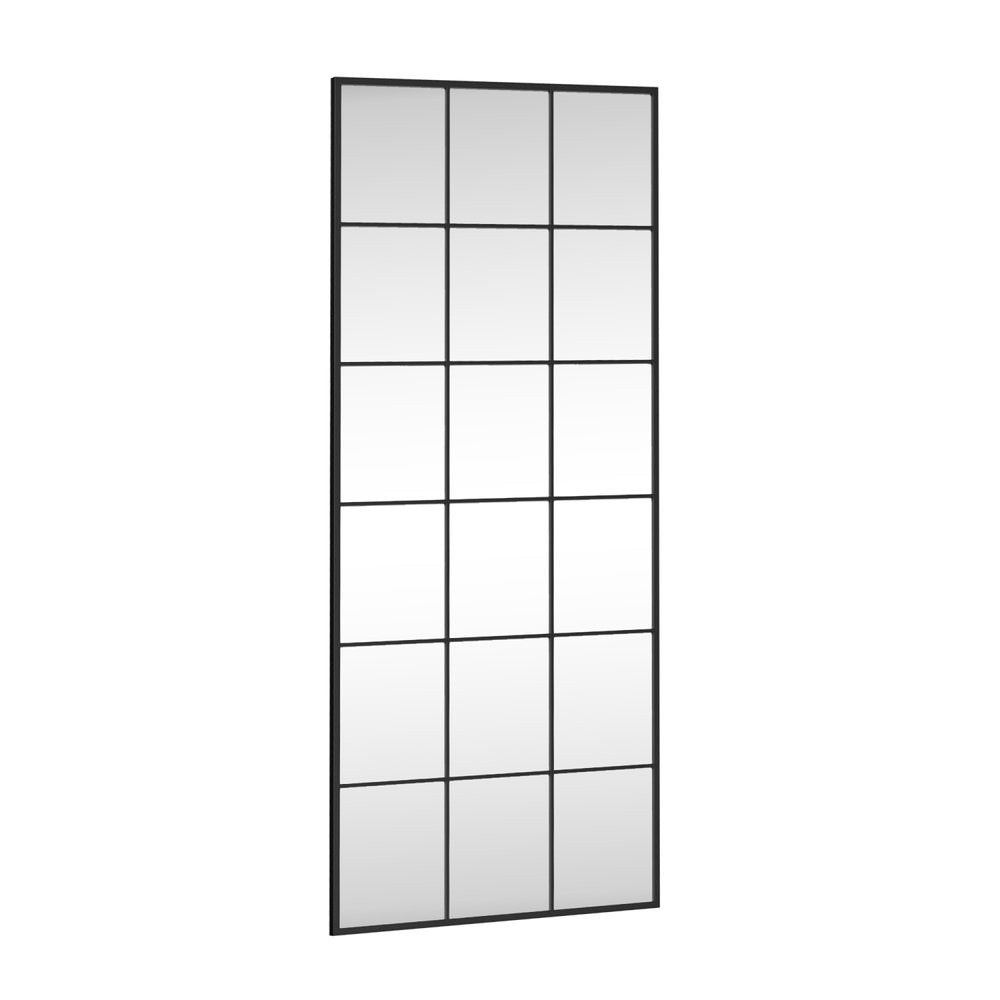 69" Black Metal Windowpane Framed Full Length Mirror — view 1