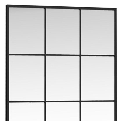 69" Black Metal Windowpane Framed Full Length Mirror