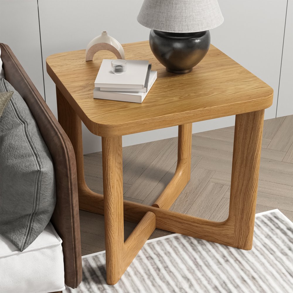 24" Natural Wood Square Cross Legs End Table HomeRoots