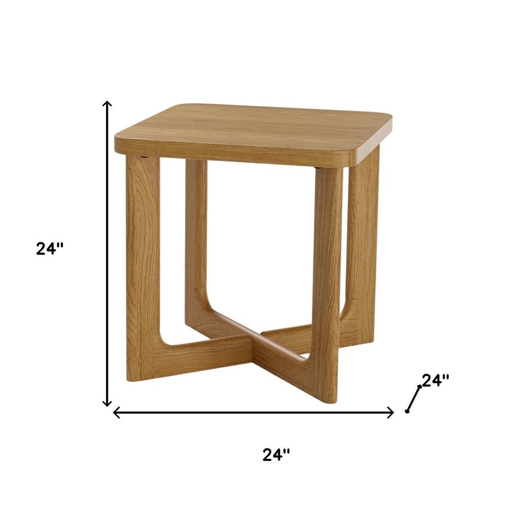 24" Natural Wood Square Cross Legs End Table HomeRoots