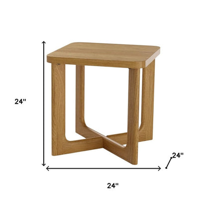 24" Natural Wood Square Cross Legs End Table HomeRoots
